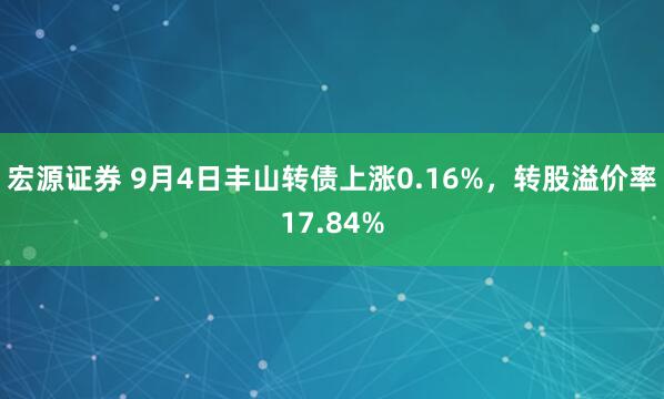 宏源证券 9月4日丰山转债上涨0.16%，转股溢价率17.84%