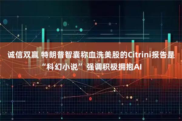 诚信双赢 特朗普智囊称血洗美股的Citrini报告是“科幻小说” 强调积极拥抱AI