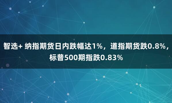 智选+ 纳指期货日内跌幅达1%，道指期货跌0.8%，标普500期指跌0.83%